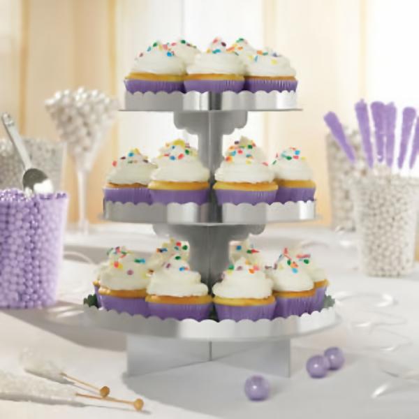 Baking Cups | Silver 3 Tier Cupcake Treat Stand Baking Cups Baking Cups