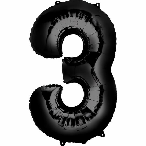 Balloons | 3 Number Black Balloon 86Cm Accessories & Decor Balloons