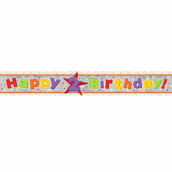 Balloons | Holographic Happy Birthday Banner Age 2 Accessories & Decor Balloons