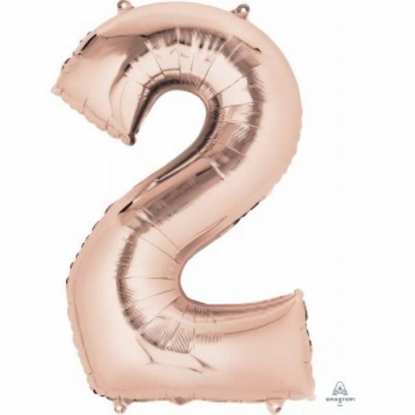 Balloons | Number 2 Rose Gold Foil Balloon 66Cm Accessories & Decor Balloons