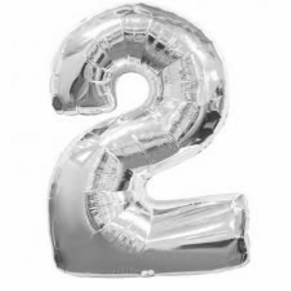 Balloons | Number 2 Two Silver Foil Balloon 86Cm Accessories & Decor Balloons