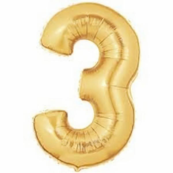 Balloons | Number 3 Three Gold Foil Balloon 86Cm Accessories & Decor Balloons