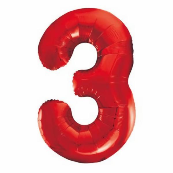 Balloons | Number 3 Three Red Balloon 86Cm Accessories & Decor Balloons