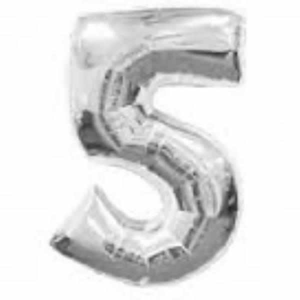 Balloons | Number 5 Five Silver Foil Balloon 86Cm Accessories & Decor Balloons