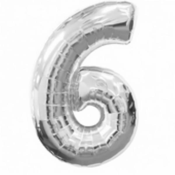 Balloons | Number 6 Six Silver Foil Balloon 86Cm Accessories & Decor Balloons