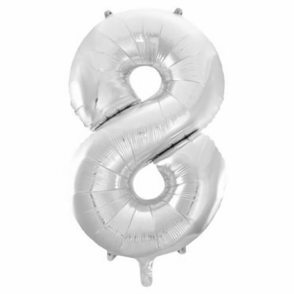 Balloons | Number 8 Eight Silver Foil Balloon 86Cm Accessories & Decor Balloons