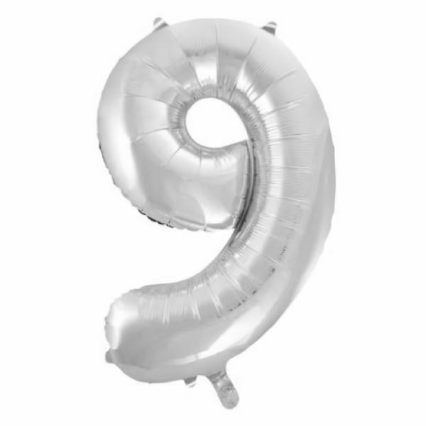 Balloons | Number 9 Nine Silver Foil Balloon 86Cm Accessories & Decor Balloons