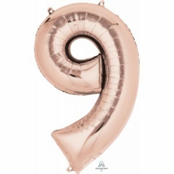 Balloons | Number 9 Rose Gold Foil Balloon 66Cm Accessories & Decor Balloons