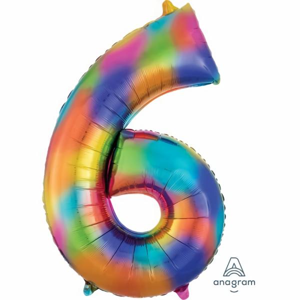 Balloons | Rainbow Splash 86Cm Number 6 Foil Balloon Accessories & Decor Balloons