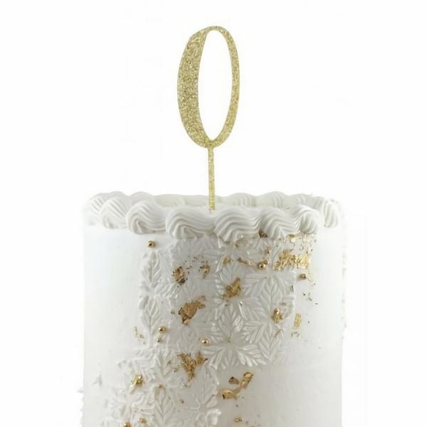 Cake Decorating Items | Gold Acrylic Glitter Cake Topper 0 (Zero) Cake & Food Cake Decorating Items