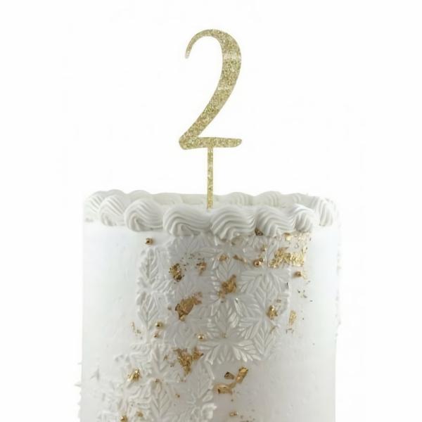 Cake Decorating Items | Gold Acrylic Glitter Cake Topper 2 (Two) Cake & Food Cake Decorating Items