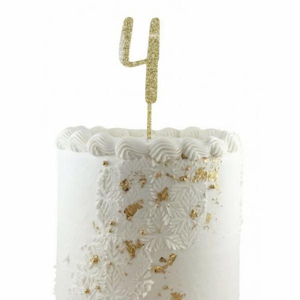 Cake Decorating Items | Gold Acrylic Glitter Cake Topper 4 (Four) Cake & Food Cake Decorating Items