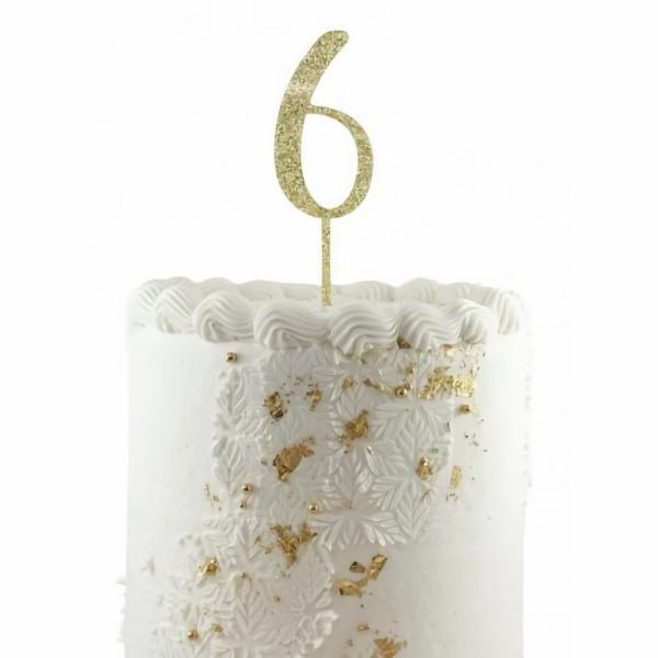 Cake Decorating Items | Gold Acrylic Glitter Cake Topper 6 (Six) Cake & Food Cake Decorating Items