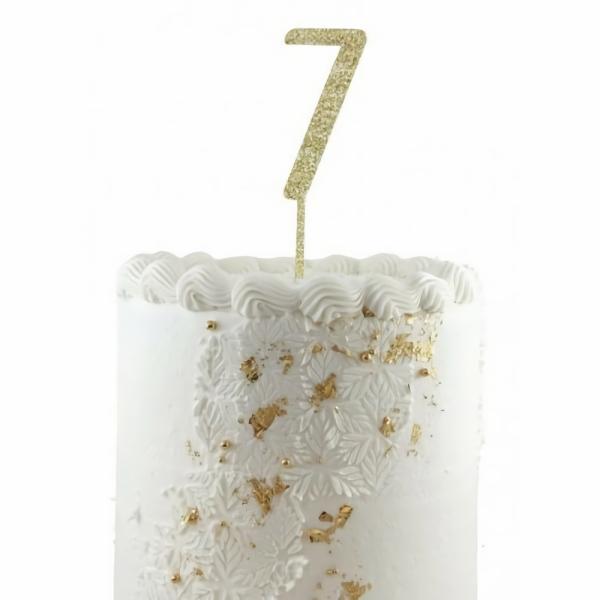 Cake Decorating Items | Gold Acrylic Glitter Cake Topper 7 (Seven) Cake & Food Cake Decorating Items