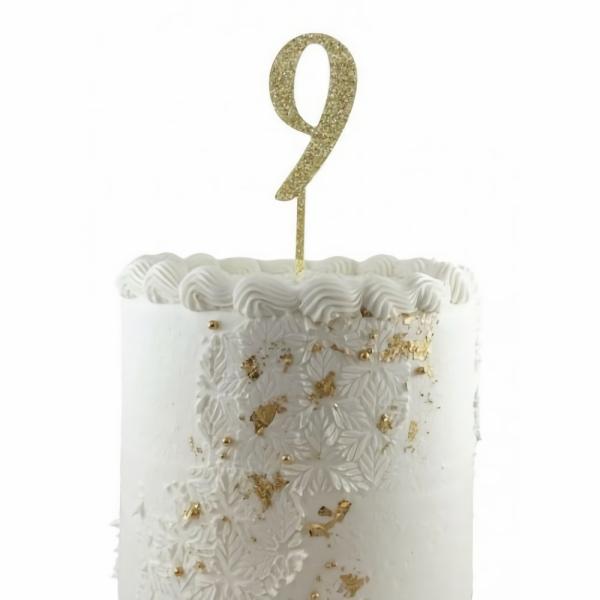 Cake Decorating Items | Gold Acrylic Glitter Cake Topper 9 (Nine) Cake & Food Cake Decorating Items