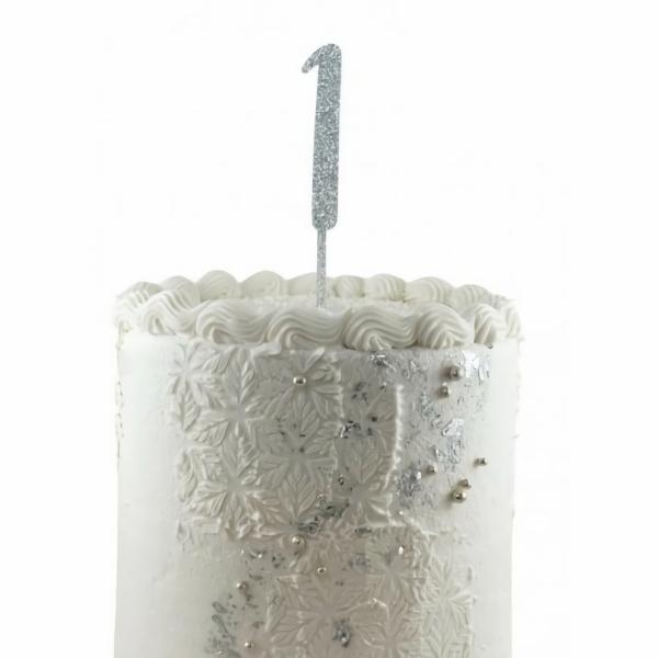 Cake Decorating Items | Silver Acrylic Glitter Cake Topper 1 (One) Cake & Food Cake Decorating Items