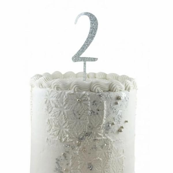 Cake Decorating Items | Silver Acrylic Glitter Cake Topper 2 (Two) Cake & Food Cake Decorating Items