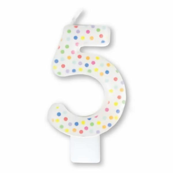 Candles | Patterned Rainbow Dots Number Candle 5 Cake & Food Candles