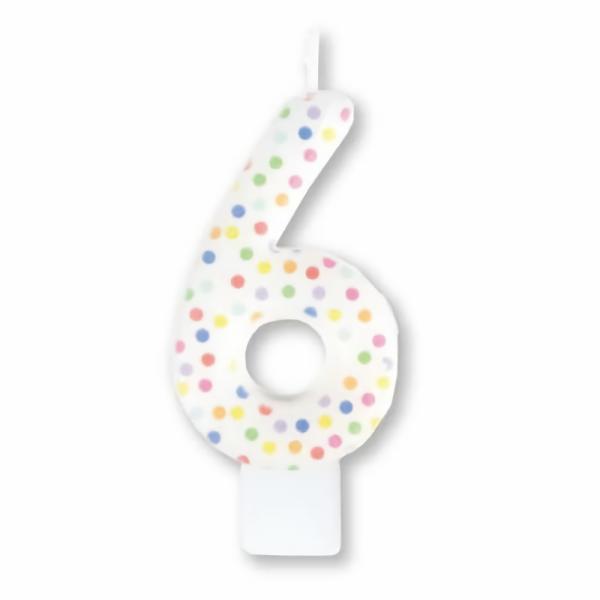 Candles | Patterned Rainbow Dots Number Candle 6 Cake & Food Candles