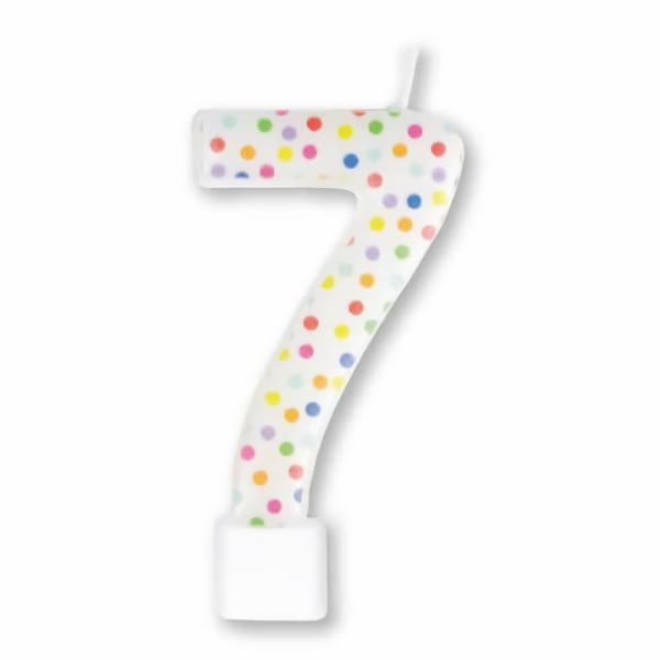 Candles | Patterned Rainbow Dots Number Candle 7 Cake & Food Candles