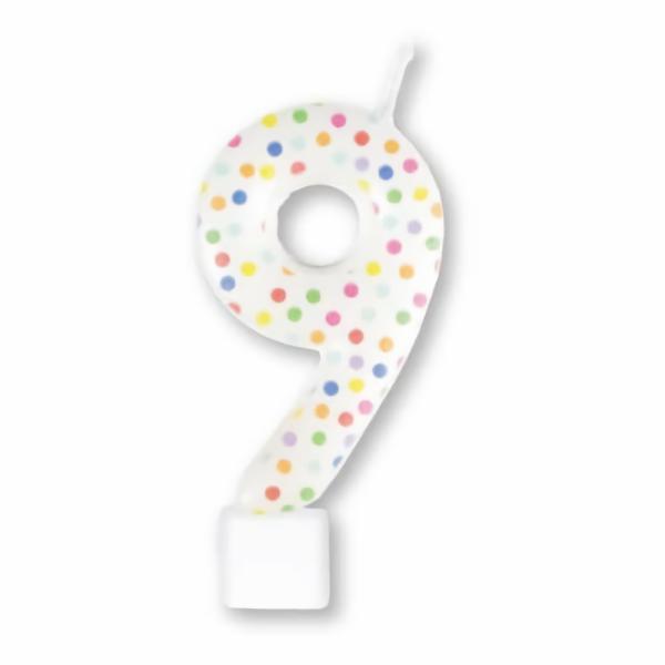 Candles | Patterned Rainbow Dots Number Candle 9 Cake & Food Candles