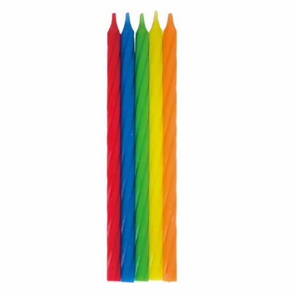 Candles | Taper Candles X 10 – Primary Colours Twisted Look Cake & Food Candles