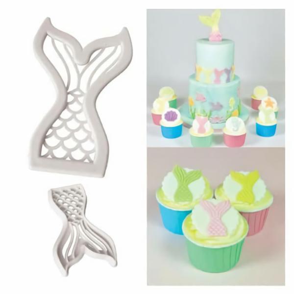 Cookie Cutters | Mermaid Tails Plastic Cookie Cutter Kit 2 Piece Cake & Food Cookie Cutters