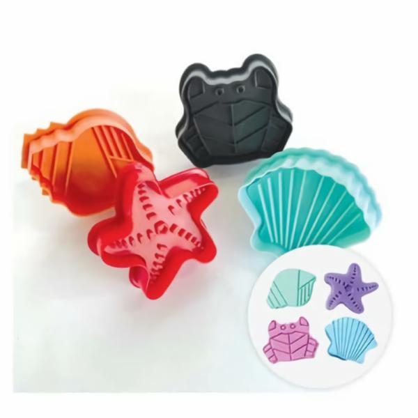 Cookie Cutters | Sea Creatures Plunger Cookie Cutters – 4 Piece Cake & Food Cookie Cutters