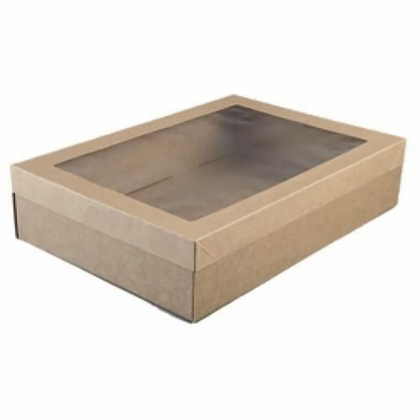 Cutlery & Catering | Brown Kraft Grazing Boxes With Clear Lids X 2 (36 X 25 X 8Cm) Accessories & Decor Cutlery & Catering