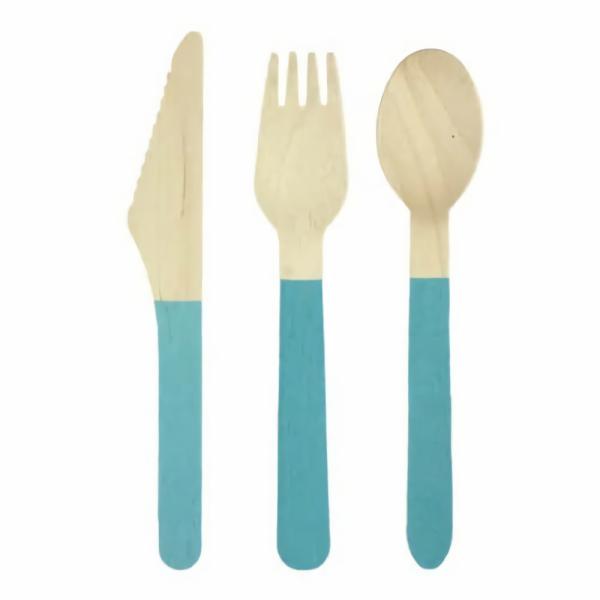 Cutlery & Catering | Caribbean Blue Wooden Cutlery X 12 Accessories & Decor Cutlery & Catering