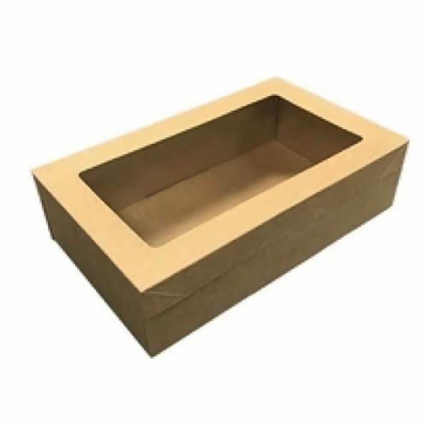 Party Boxes | Brown Kraft Small Grazing Boxes With Clear Lids X 2 (25.8 X 15.5 X 8 Cm) Accessories & Decor Cutlery & Catering