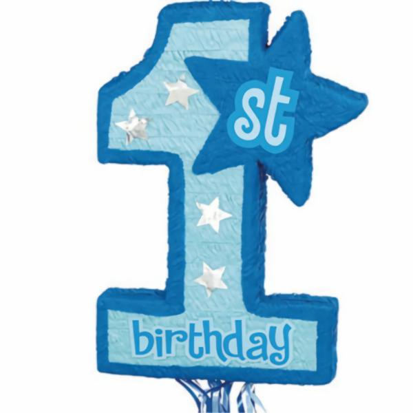 Pinatas | Blue First Birthday Pull String Pinata Accessories & Decor Pinatas