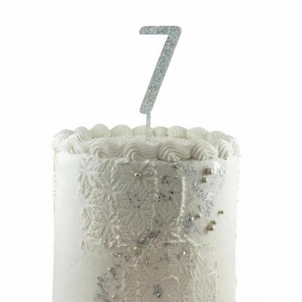 Cake Decorating Items | Silver Acrylic Glitter Cake Topper 7 (Seven) Cake & Food Cake Decorating Items