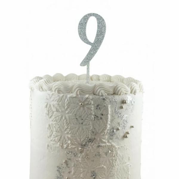 Cake Decorating Items | Silver Acrylic Glitter Cake Topper 9 (Nine) Cake & Food Cake Decorating Items