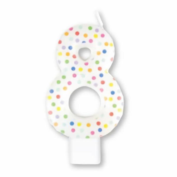 Candles | Patterned Rainbow Dots Number Candle 8 Cake & Food Candles