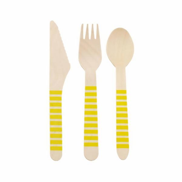 Cutlery & Catering | Wooden Yellow Cutlery X 18 Accessories & Decor Cutlery & Catering