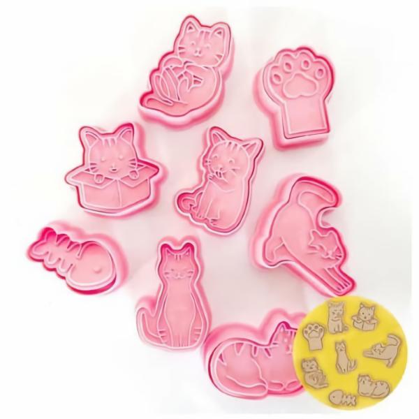 Cookie Cutters | Pussy Cats Cookie Cutters Pack Of 8 Cake & Food Cookie Cutters